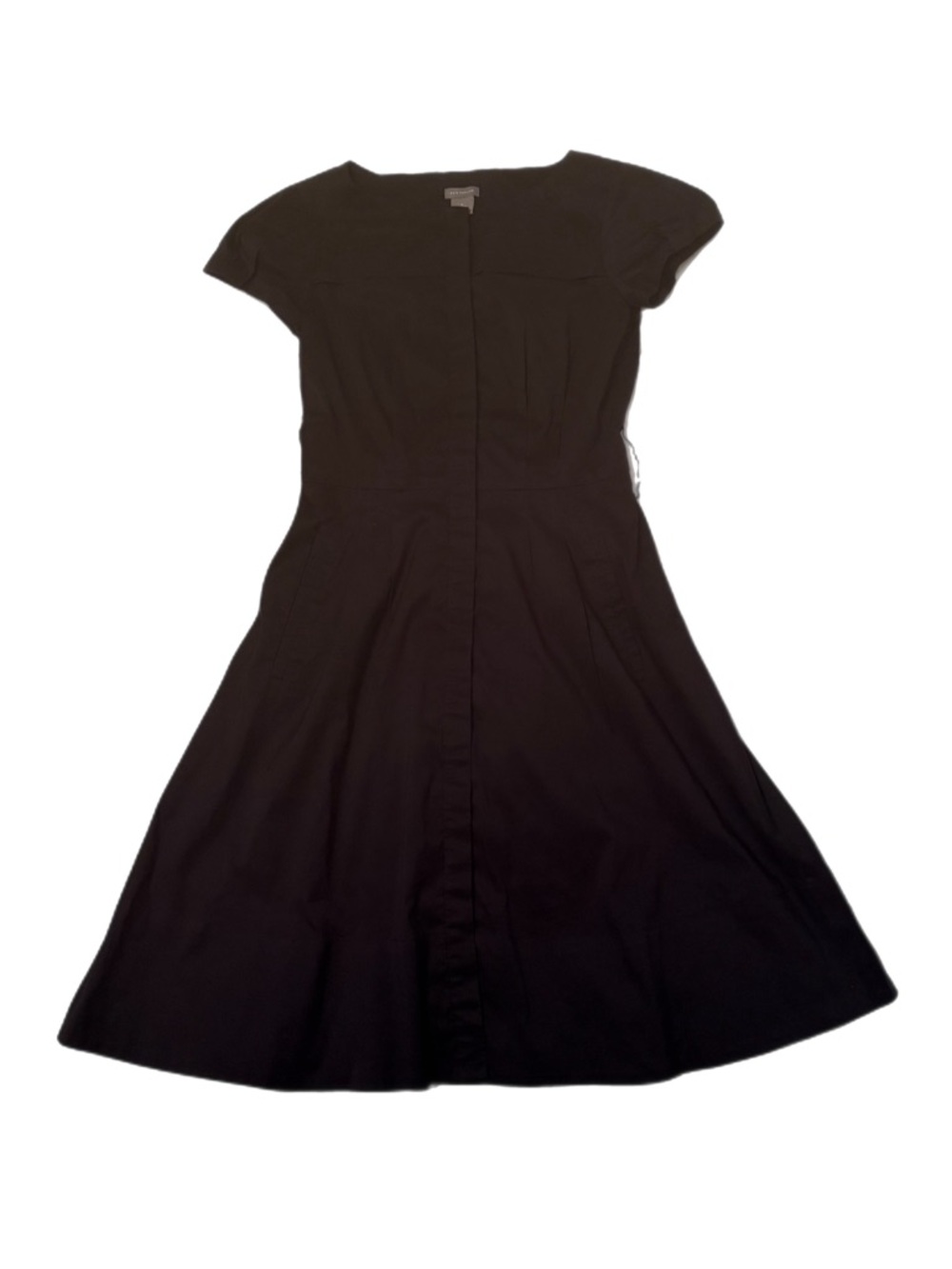 Ann Taylor Black Fit-and-Flare Dress Size 0 Quiet Luxury Minimalist Whimsigoth
